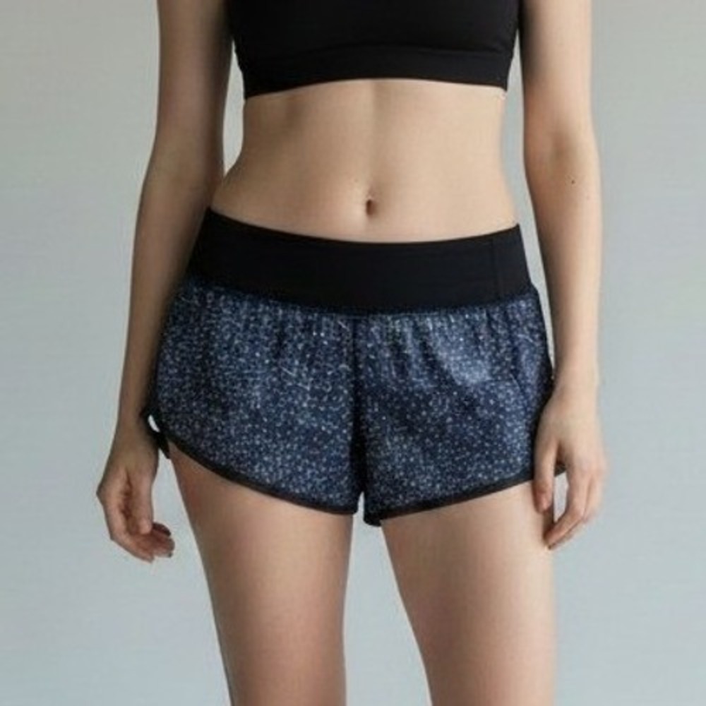 Lululemon‎ Speed Up Shorts 4 Blue Sashiko Print Activewear Gym Workout